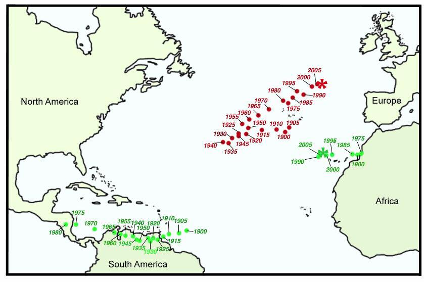 simultaneously existed offshore from Nicaragua and Morocco. From 1985 to the present, however, the field has only existed offshore from Morocco and not anywhere in the Caribbean Sea. Figure 3.2.