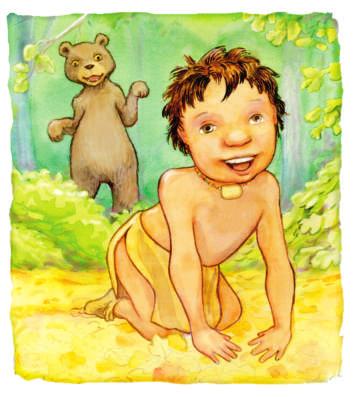 She also thought about the baby she would have. As the boy grew, he acted like a bear. He played with bears.