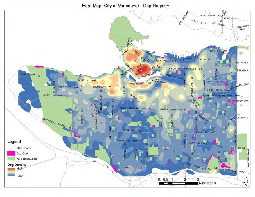 e MOUNTAINMATH.CA 3. Analysis of Dog Licence Data For the last part of our geographic analysis we analyzed the City`s dog registry.