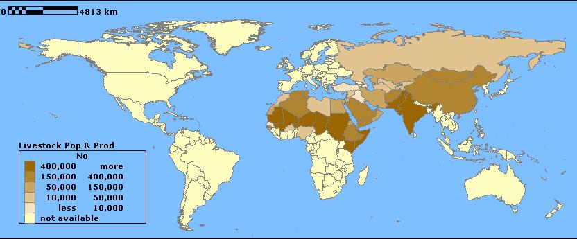 World distribution of camelids