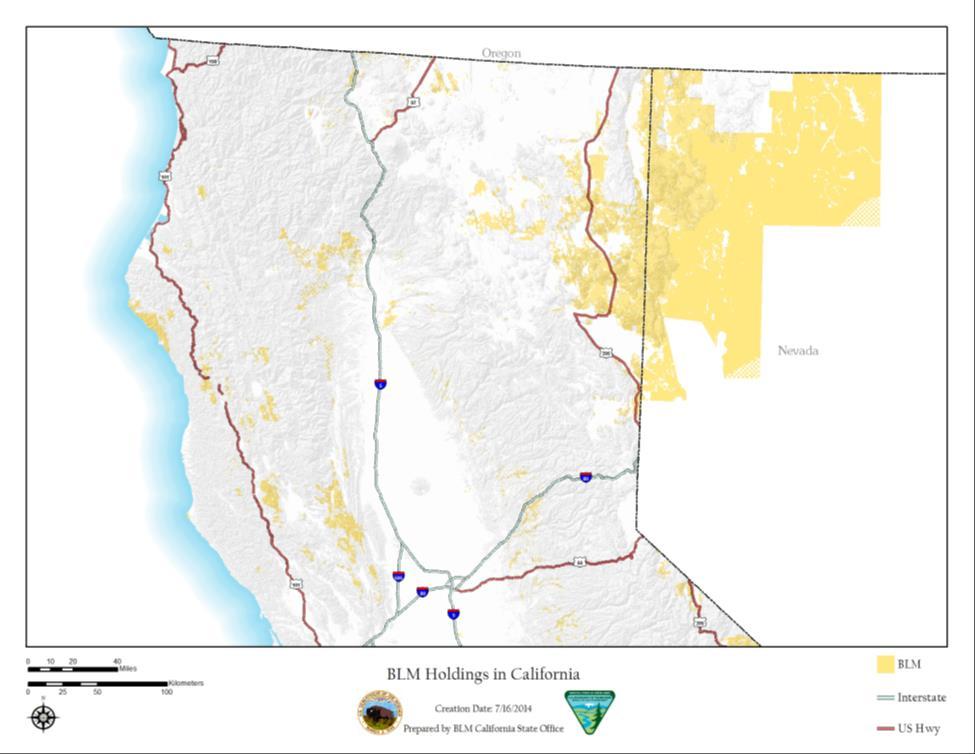 Figure 8.2. BLM Ownership in Northern California.