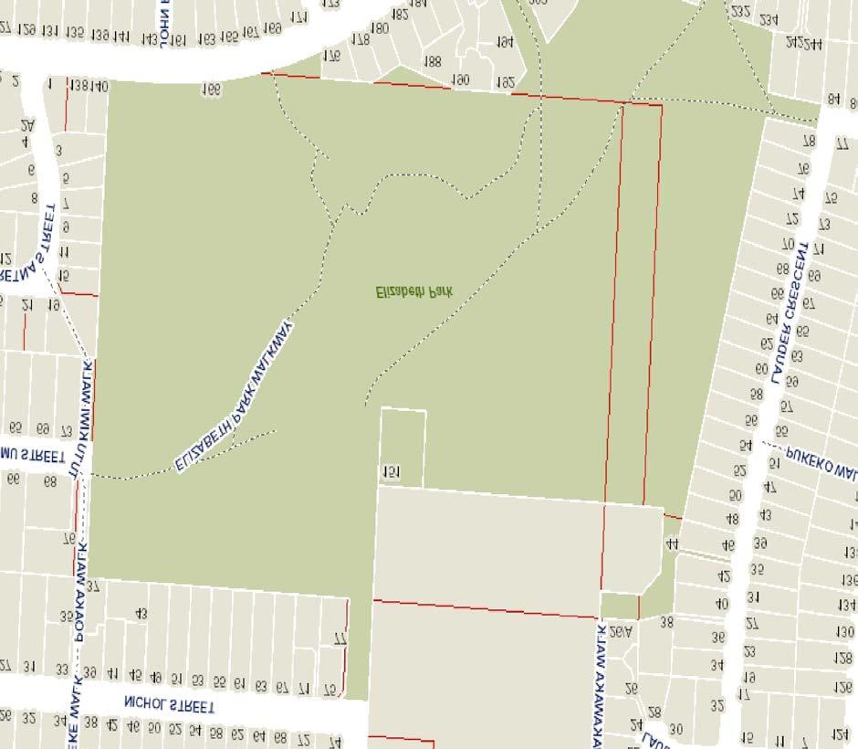 Elizabeth Park The areas marked in green are dog of lead areas.