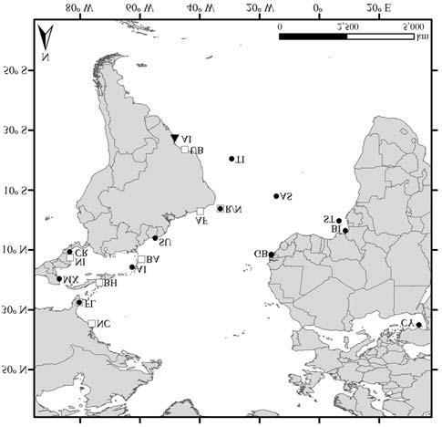 614 Proietti et al. Figure 1 - Location of Arvoredo Island (AI - triangle) and other foraging and nesting areas used for comparison and Mixed Stock Analysis.