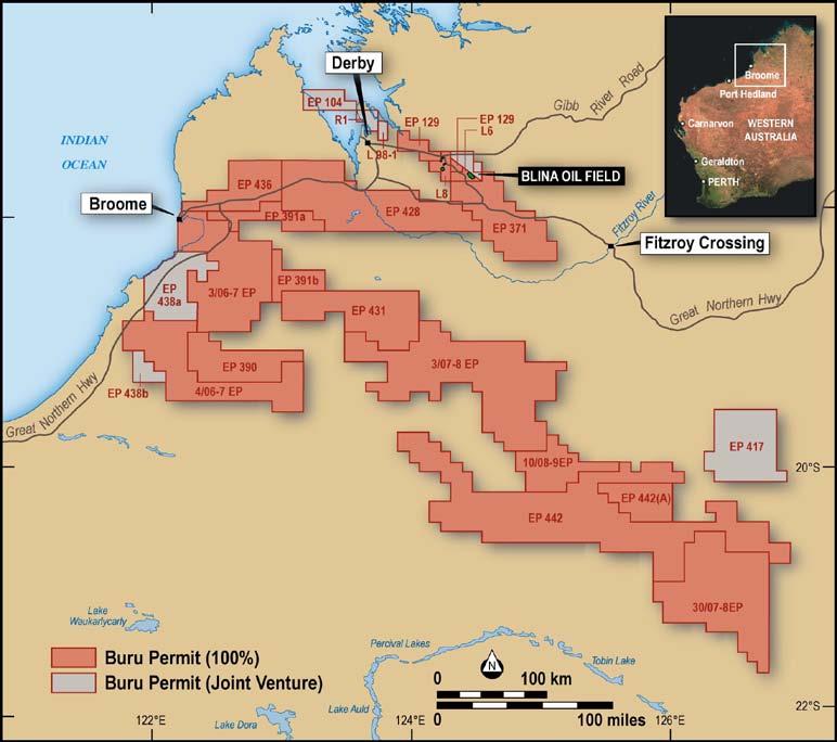 2010 Additional Wells Green shading shows broad areas of interest for further exploration drilling in 2010 Buru is evaluating additional prospects for drilling in the 2010 drilling campaign Up to