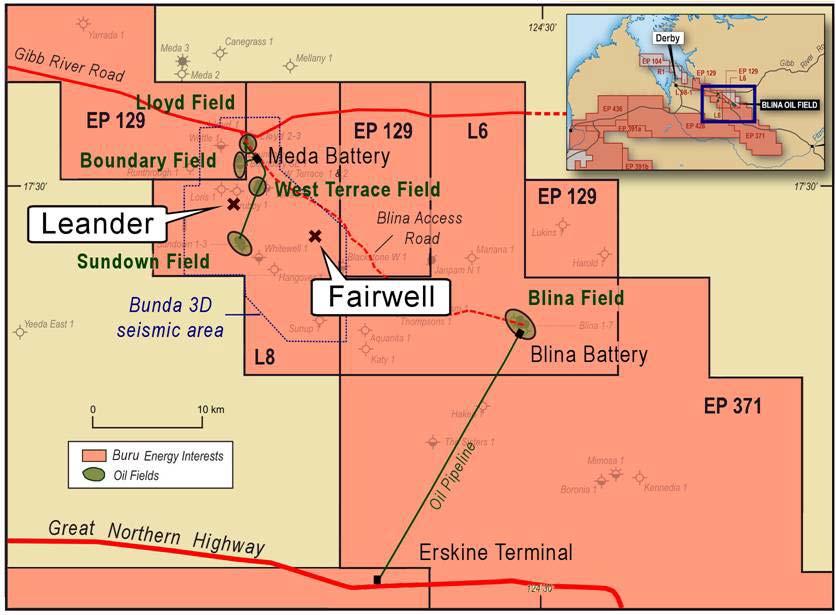 Fairwell-1 3D oil target with high upside Fairwell-1 location Fariwell-1 is located in Production License L8 in the area covered by the 2009 Bunda 3D seismic survey The well is targeting oil in the