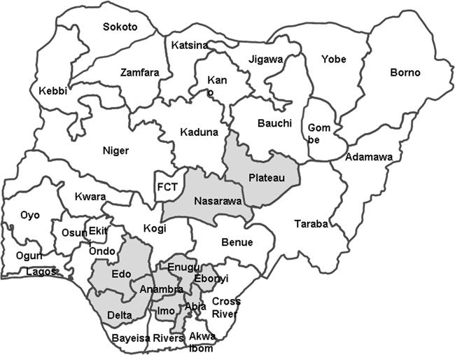 FIGURE 3. Carter Center assisted states in Nigeria.