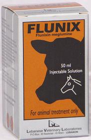 Injectables FLUNIX ANTIBIOTIC INJECTABLE SOLUTION Each ml solution contains: Funixin, as Flunixin meglumine: 50 mg - Horses: For alleviation of inflammation and pain associated with acute