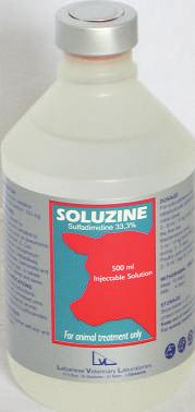 SOLUZINE ANTIBIOTIC INJECTABLE SOLUTION Injectables Each ml solution contains: Sulfadimidine sodium: 333 mg For treatment of pneumonia and infections caused by microorganisms sensitive to
