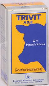 TRIVIT AD3E NUTRITIONAL INJECTABLE SUPPLEMENT Injectables Each ml contains: Vitamin A: 100 000 IU Vitamin D3: 20 000 IU Vitamin E: 20 mg For treatment of all growth problems, rachitism, osteomalacia