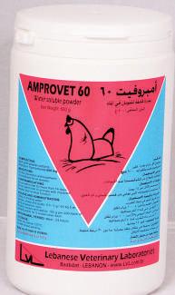 Oral Powder AMPROVET 60 ANTICOCCIDIAL ORAL POWDER Each gram powder contains: Amprolium HCL: 600 mg For prevention and treatment of coccidiosis in all species. Orally in drinking water.