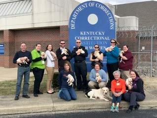 The dogs live at the Kentucky Correctional Institution for Women (KCIW) during the week with selected inmate handlers who train these dogs for two years.