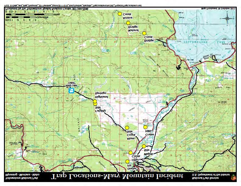 Board of Review report on the death of Mr. John L. Wallace on August 25, 2011 Figure 3. Trapsite locations in the area of the fatality. Finding of the Investigation Team: On August 25, 2011, Mr.