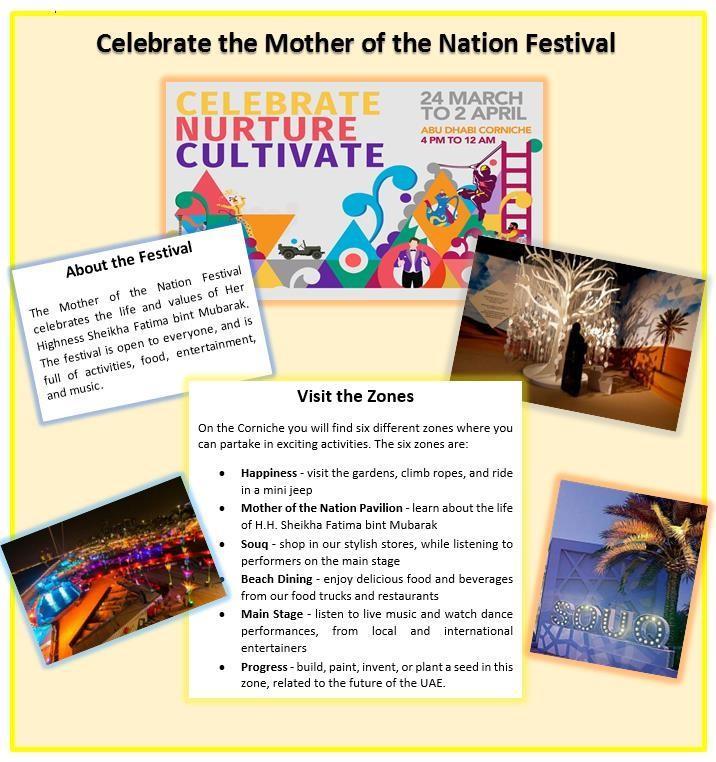 Text F: Text D: Celebrate the Mother of the Nation Festival A1. What is the Mother of the Nation Festival? [2] A.