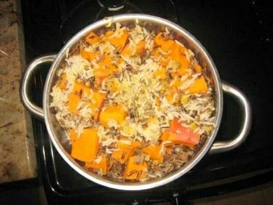 Ingredients: 6 cups filtered water 1/2 cup whole-grain rice 1/2 cup black or white quinoa 1 cup lentils 3 medium sweet potatoes, cubed 3 cups or 24 oz. natural peanut butter 1 1/2 cups or 8 12 oz.