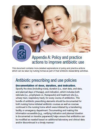 Nursing Home Core Elements: Appendix A-Policy and Practice Actions to Improve Antibiotic Use.