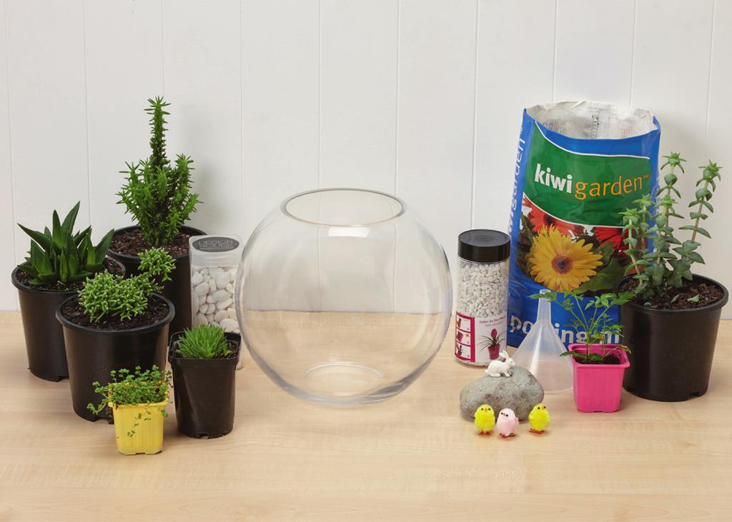 MAKE YOUR OWN EASTER TERRARIUM WHAT YOU LL NEED Glass bowl, vase or jar Funnel Sand Spoon Potting mix