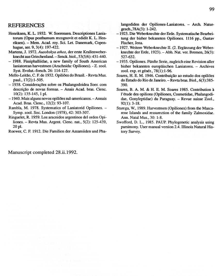 9 9 REFERENCE S Henriksen, K. L. 1932. W. Soerensen. Descriptiones Laniatorum (Opus posthumum recognovit et edidit K. L. Henriksen). Mem. Acad. roy. Sci. Let. Danemark, Copenhague, ser.