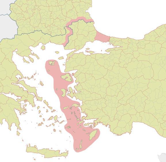 Figure 1: High priority FMD surveillance zones, based on a) high probability of introduction (Istanbul and border areas), low sensitivity