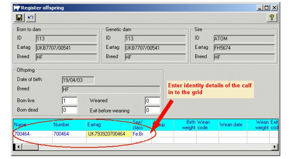 When you click save a new screen will appear allowing you to confirm their present parity number and most recent calving date. 1.3.