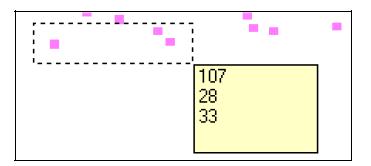 The lactation graph is then displayed for the grouping selected: Each square on the grid represents a recorded value for a cow in the grouping.