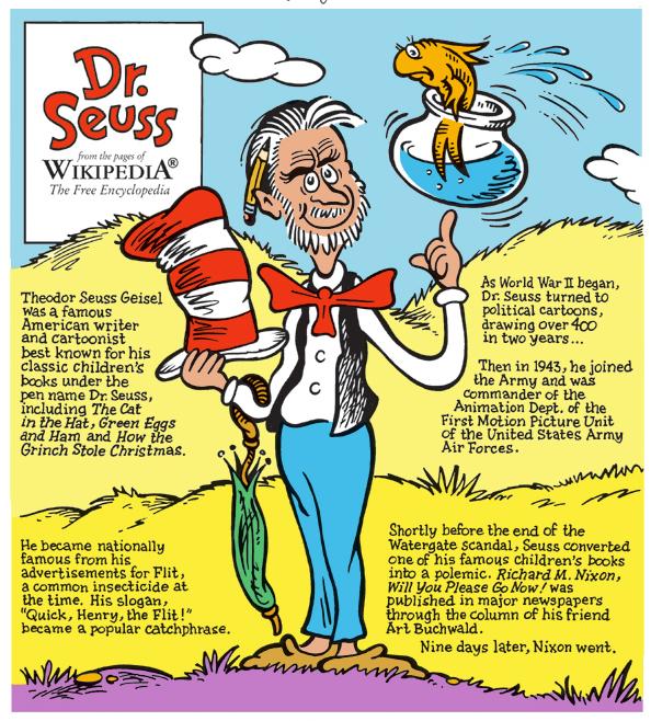 Meet Dr. Seuss Dr. Seuss, c. 1987 Theodor Seuss Geisel (March 2, 1904 September 24, 1991) was an American writer and cartoonist.