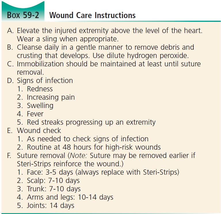 7) List 5 specific wound care instructions 8) List 7 situations where antibiotic prophylaxis is indicated in wound management Wise Cracks: a) Cat bites - all.