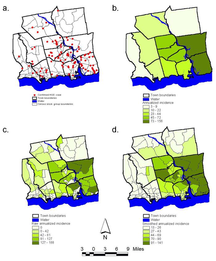 Human Anaplasmosis: Spatial Analysis, Lyme, Connecticut Cases are