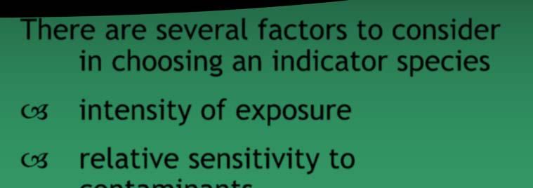 indicator species intensity of exposure