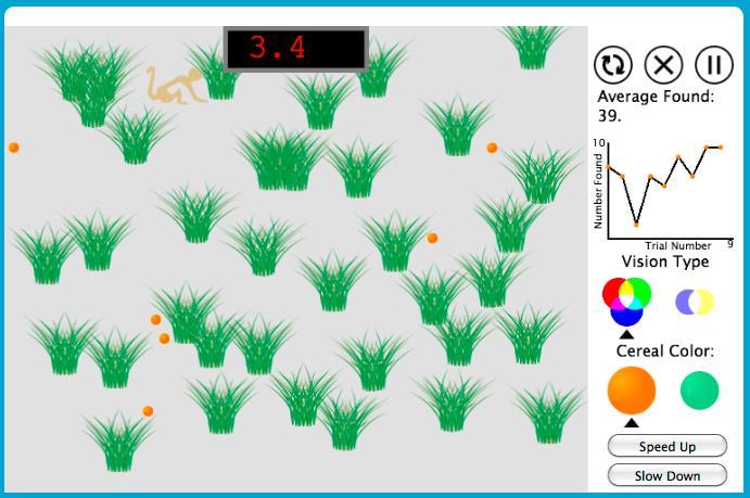 Online Food Foraging Game and Sim: We ve created an online game and simulation versions of Caine and