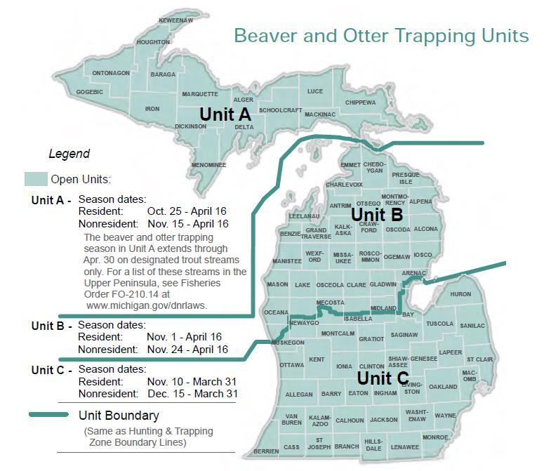 Beaver Control: Trapping No bag limits Different seasons based on units4 (end of October
