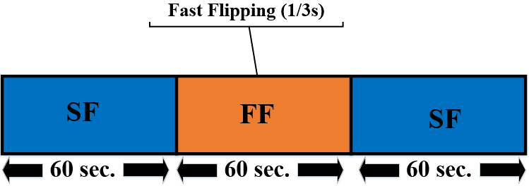 Noor Aldoumani Chapter 5 2. Experiment 2: Fast Flipping Field (One flip every 3 seconds) Field will be flipped every 3 seconds, see Figure 5-6. Also see section 3.1.