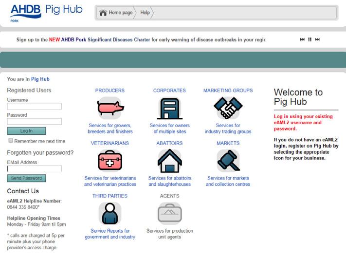 Step 1 Log in to the AHDB Pig Hub using the same details you already use for Pig Hub and eaml2.