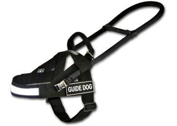 harness with a sturdy handle, neoprene nylon and a light-reflective chest strap.