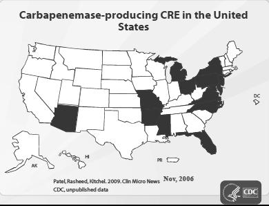 Prevalence of CRE in 2006 Prevalence of CRE in 2015