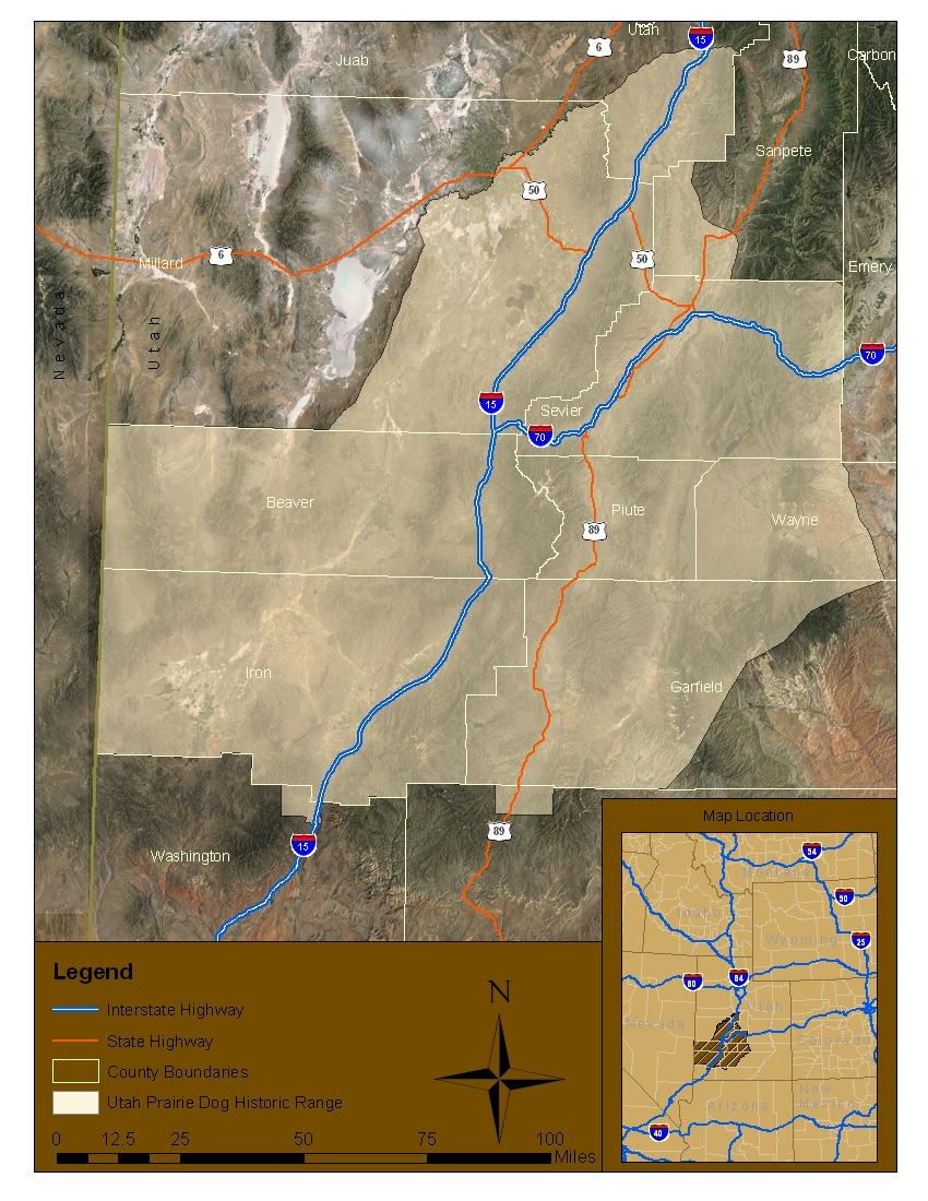 Figure 1. Utah prairie dog historic range.