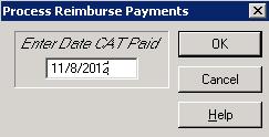 To transfer the reimbursement payments to CAT Paid, highlight the payment line item(s) in the grid that pertain