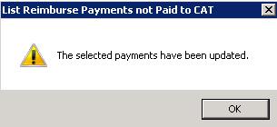 posted to CAT Paid, select Yes to continue or No\Cancel to return to the list.