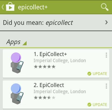 Getting started with EpiCollect There are two versions: EpiCollect+ - new (all Mission Rabies projects now use this version) EpiCollect -