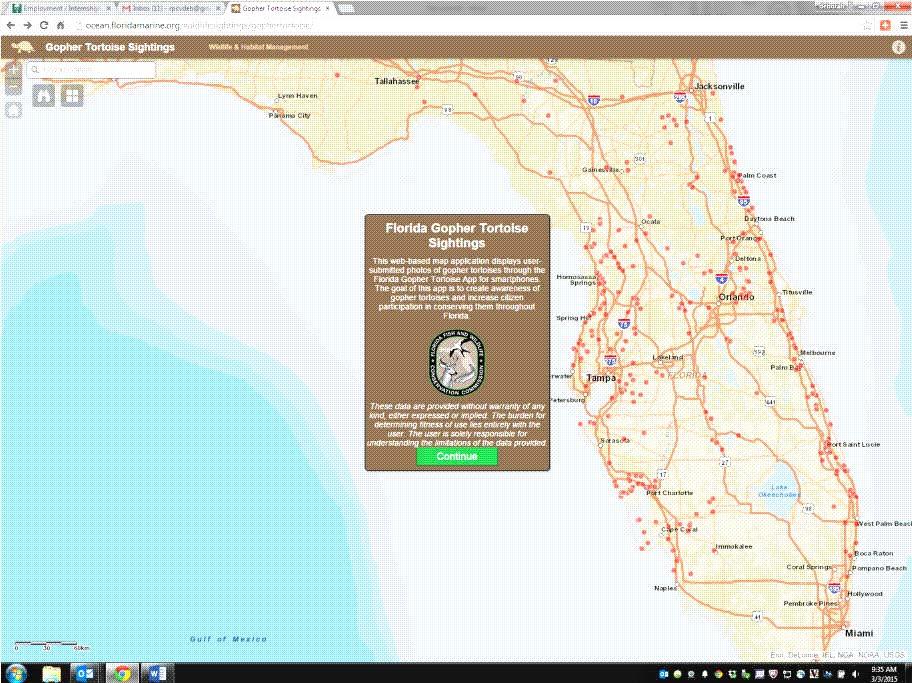 Volume 35, No. 1 Page 3 ANNOUNCEMENTS continued New Florida Gopher Tortoise Sightings Interactive Map Did you know.