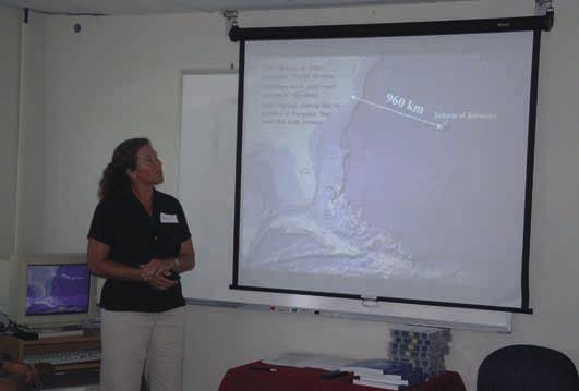 statement: Some income from tourism should be used to support marine turtle conservation efforts (41% yes, 39% no) Photo 5.19. Jennifer Gray (BTP/BAMZ) gives Bermuda Report at TCOT Workshop (Photo. S.Ranger).