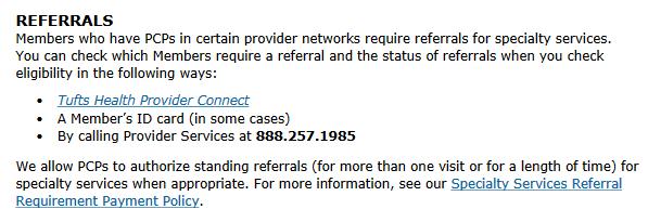 Referrals PCP referral requirements apply to members in certain provider systems seeking nonemergent specialty