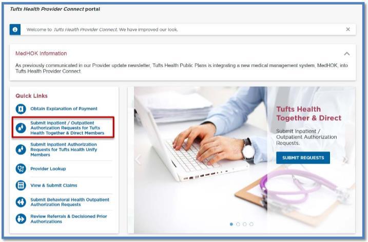 MedHOK Provider Portal Submit inpatient notifications and outpatient