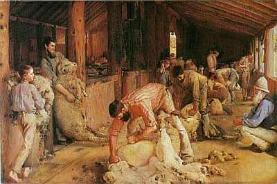 Tom Roberts,1890,Shearing the Rams LESSON 1-A PICTURE LESSON What do you see in the picture? Where are the sheep? What are they doing to the sheep? What season of the year is it?