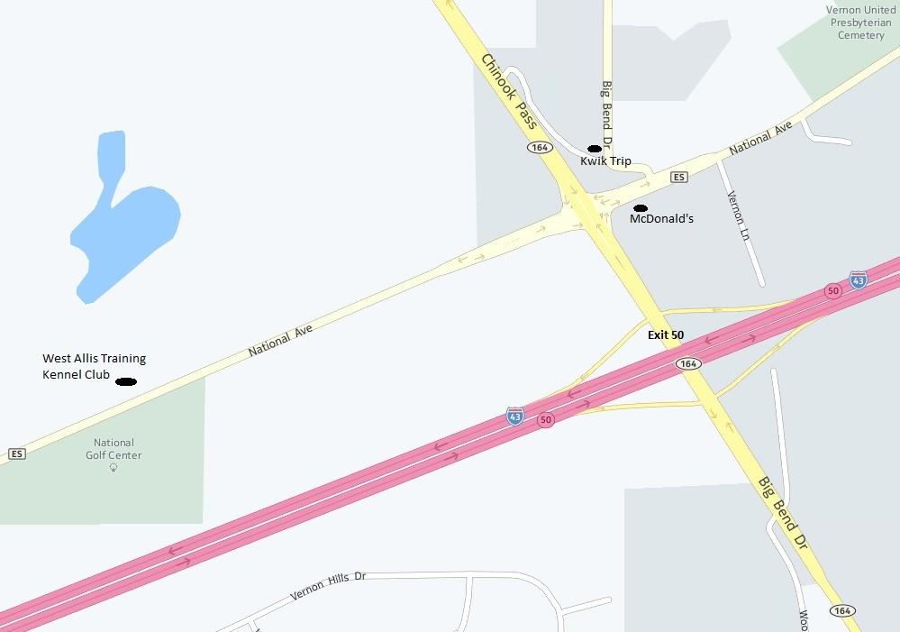 Directions to WATKC From I-43, take exit #50 (WI-164/Waukesha/Big Bend ) Turn towards Waukesha, go one block to stop light Turn left on National Avenue (CR-ES)