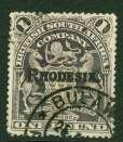 SG 113 Rhodesia 1909. 1 grey purple.