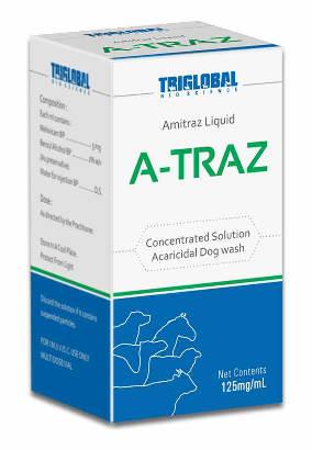 A-TRAZ (Amitraz Liquid) A-TRAZ-12.5 Amitraz Solution 12.5% w/v Composition: Each ml contains: Amitraz USP 125 mg Excipients Q.S. Indications for Use: A-TRAZ-12.