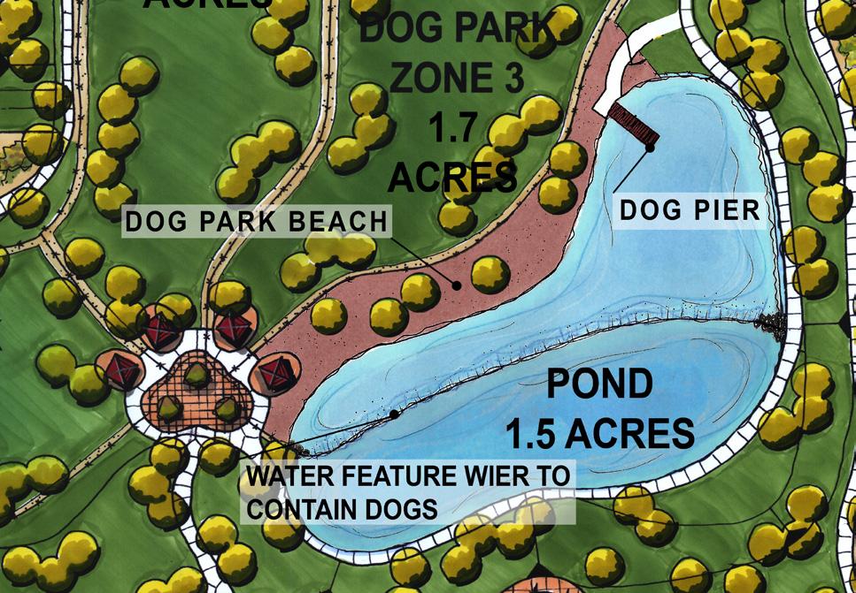 The park included a small ½-acre lake adjacent to a drainage weir where water would then travel down a boulder water feature to the 3-acre lake at the bottom of the retention basin.