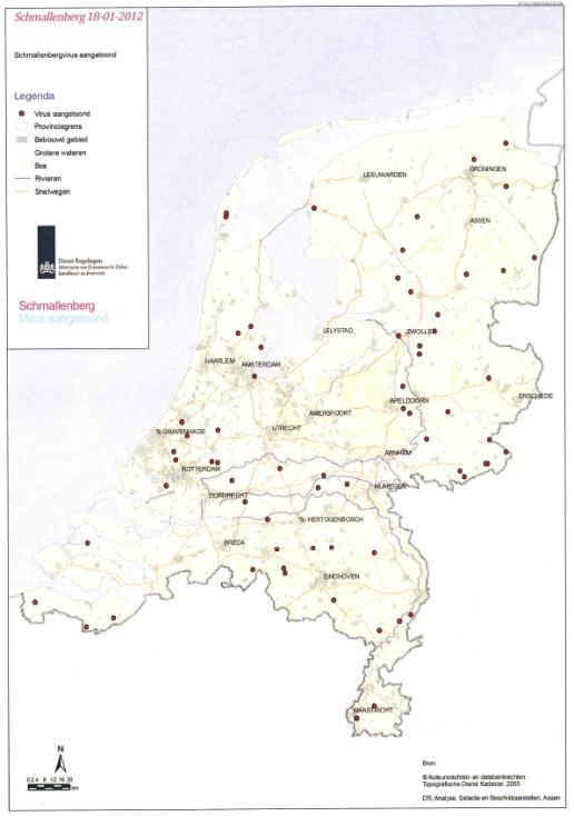 January 2012 Report on 5 th Belgium 11 sheep farms with deformed lambs which were virus positive Netherlands 160 farms with affected