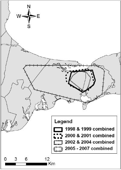 2008 WAY and TIMM: NOMADIC BEHAVIOR OF AN OLD COYOTE 319 after pup dispersal), and gave birth to an average of five pups in early April (Way et al. 2001) of each year.