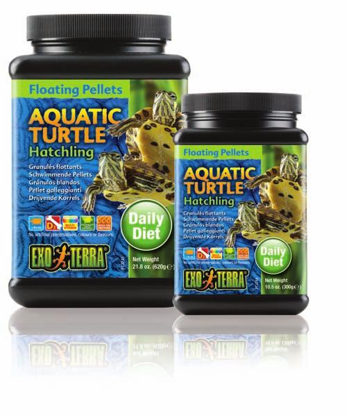 Floating Pellets Exo Terra Aquatic Turtle food is a nutritious micro-pellet diet enriched with Gammarus shrimp, minerals, multi vitamins and amino acids.